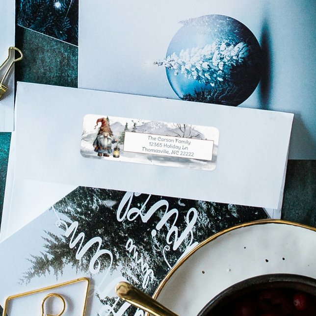Watercolor Winterweihnachtsgnome Personalisiert (Watercolor Winter Christmas Gnome Personalized Address Label)