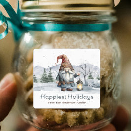 Watercolor Winterweihnachtsgnome Personalisiert Etiketten