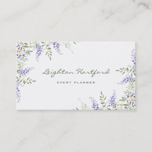 Watercolor Wisteria and Greenery Business Card Visitenkarte