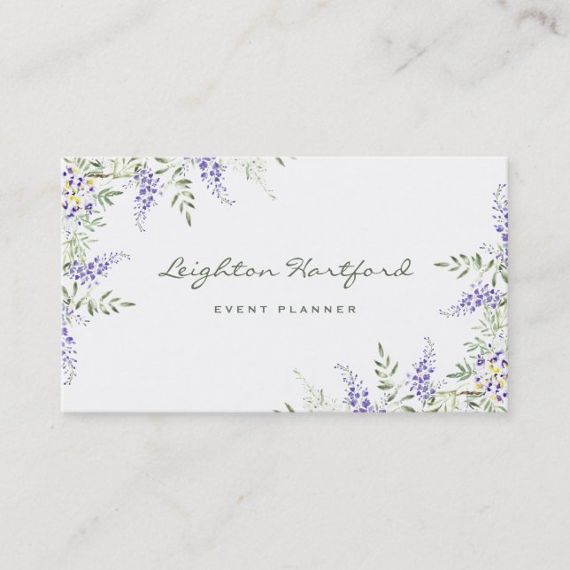 Watercolor Wisteria and Greenery Business Card Visitenkarte (Vorderseite)