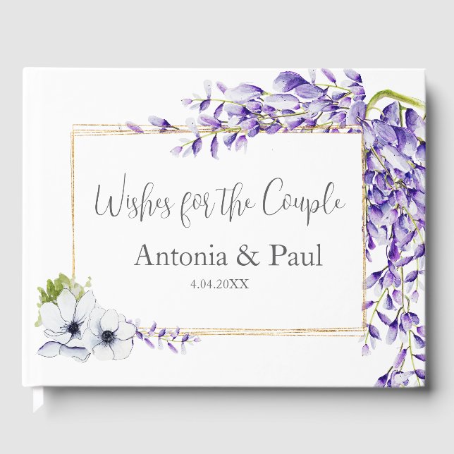 Watercolor Wisteria Blooms Livre d'hôtes (Recto)