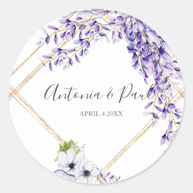 Watercolor Wisteria Blooms Runder Aufkleber (Vorderseite)