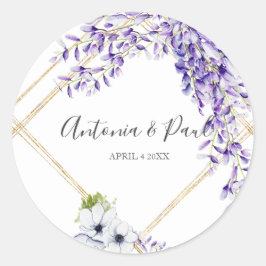 Watercolor Wisteria Blooms Runder Aufkleber