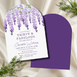 Watercolor Wisteria Dreißig und fabelhaft Blumench Einladung<br><div class="desc">Watercolor Wisteria Thirty & Fabulous Floral Chic besticht durch elegante Wisteria-Blume in sanften Lavendel und lila mit grünen Blätter auf weißem Hintergrund. Hier erhalten Sie Informationen zum 30. Geburtstag. Personalisieren Sie den Text durch Bearbeiten in den bereitgestellten Textfeldern. Entwickelt für Sie von ©2024 Evco Studio www.zazzle.com/store/evcostudio</div>