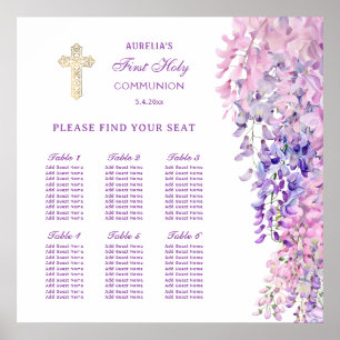 Watercolor-Wisteria-Erstkommunion Sitzordnung Poster