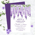 Watercolor Wisteria Fifty & Fabulous Floral Chic Einladung<br><div class="desc">Watercolor Wisteria Fifty & Fabulous Floral Chic features elegant watercolor wisteria flowers in soft lavender and purple with green leaves on a white background with your 50th birthday invitation information below. Personalize by editing the text in the text boxes provided. Designed for you by ©Evco Studio www.zazzle.com/store/evcostudio</div>