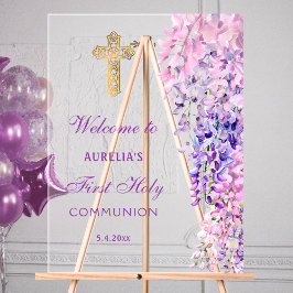 Watercolor Wisteria First Communion Welcome