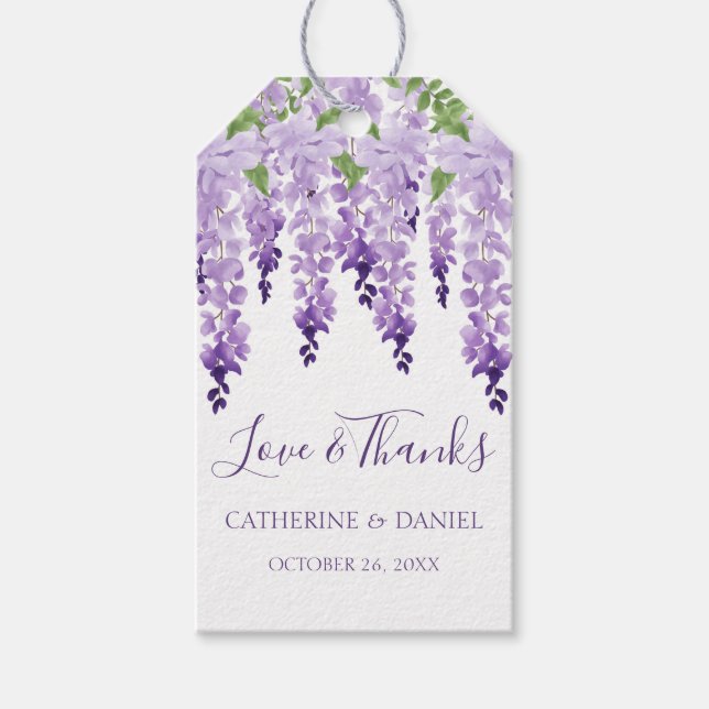 Watercolor Wisteria Geschenkanhänger (Vorderseite)