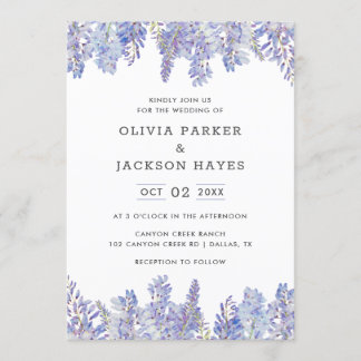 Watercolor Wisteria Lila Hochzeit Einladung