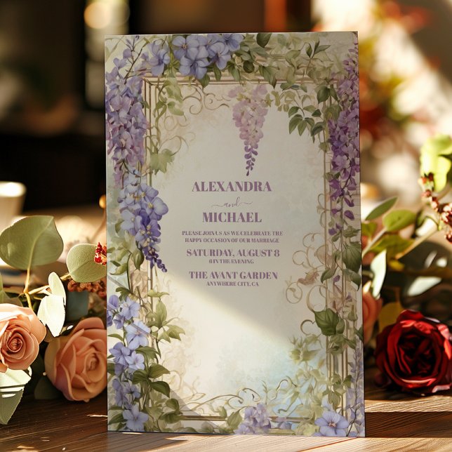 Watercolor Wisteria Lila Lilac Floral Wedding Einladung (Von Creator hochgeladen)