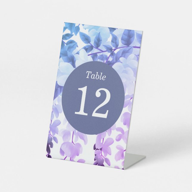 Watercolor Wisteria Lila Tischnummer Sockelschild (Vorderseite)