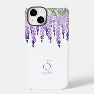 Watercolor Wisteria Personalisierter Name Monogram iPhone 14 Hülle