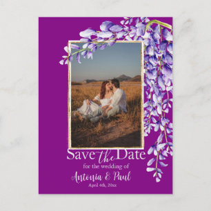 Watercolor Wisteria Save the Date Foto Postkarte