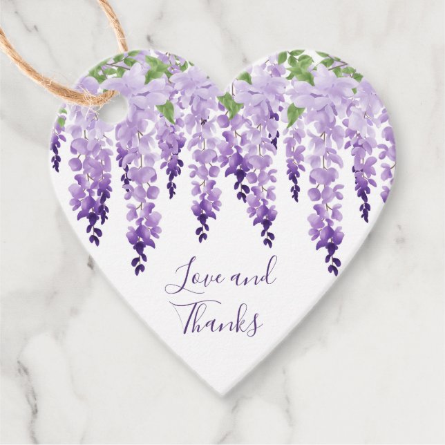 Watercolor Wisteria Vielen Dank für Ihre Hochzeit Geschenkanhänger (Vorderseite)