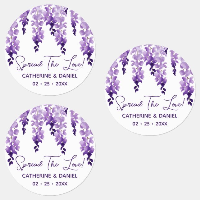 Watercolor Wisteria Wedding Spread The Liebe Scrip Etiketten (Gruppe)