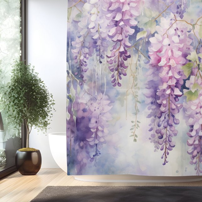 Watercolor Wisteria Whisky Duschvorhang (Von Creator hochgeladen)