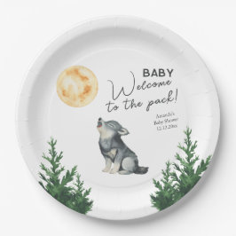 Watercolor-Wolf-Baby-Party Pappteller