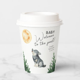 Watercolor Wolf Baby Shower  Pappbecher