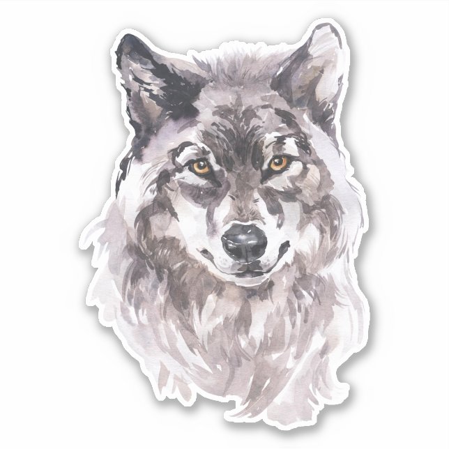 Watercolor Wolf Head Aufkleber (Vorderseite)
