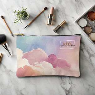 Watercolor Wolken Black Gold Monogram Name Script Zubehörtasche