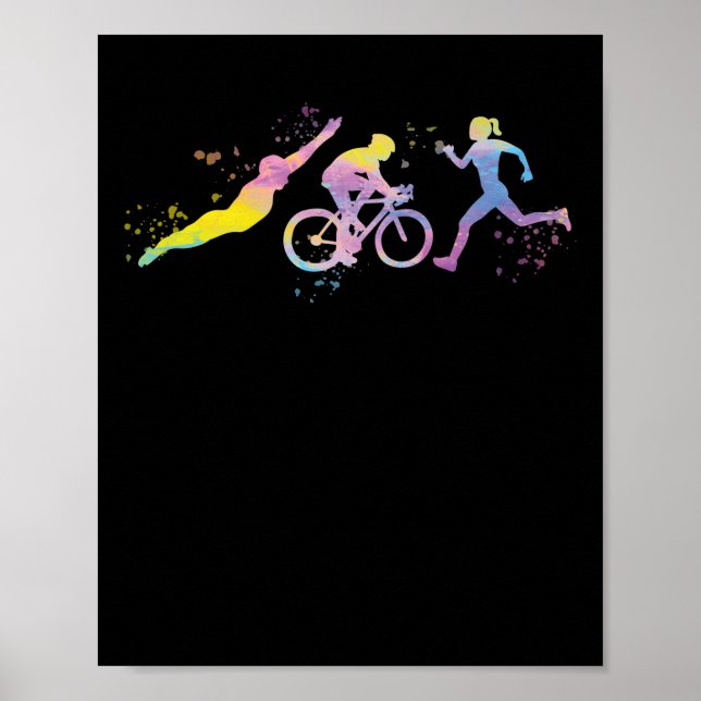 Watercolor Womens Triathlon Poster (Vorne)