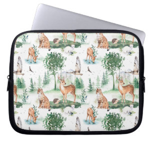 Watercolor Woodland Baby Animal Muster Laptopschutzhülle