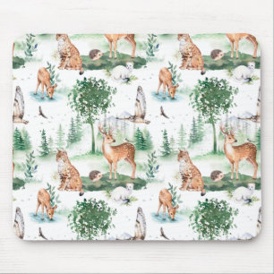 Watercolor Woodland Baby Animal Muster Mousepad