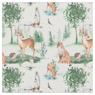 Watercolor Woodland Baby Animal Muster Stoff