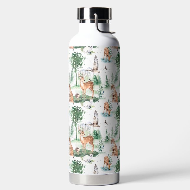 Watercolor Woodland Baby Animal Muster Trinkflasche (links)
