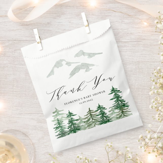Watercolor Woodland Babydusche Danke Geschenktütchen (Ausgeschnitten)