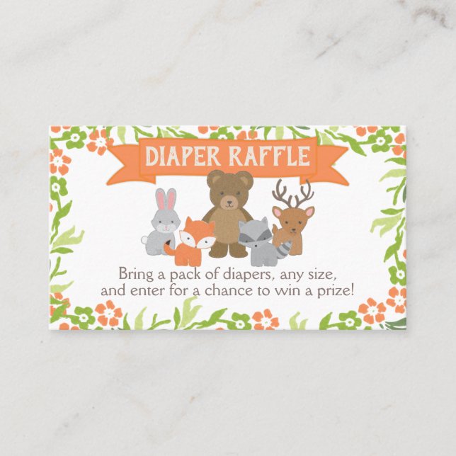Watercolor Woodland Babydusche Windelwaschmaschine Platzkarte (Vorderseite)