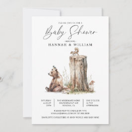 Watercolor Woodland Bear Baby Dusche Einladung