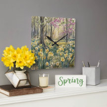 Watercolor Woodland Daffodils Blossoms 