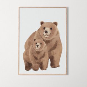 Watercolor Woodland Family Bären Kinderzimmer Zimm Poster
