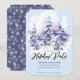 Watercolor Woodland Foods Winter Holiday Party Einladung