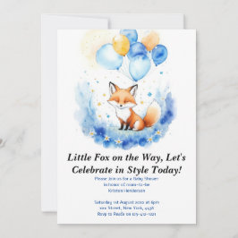 Watercolor Woodland Fox Kinderdusche Einladung