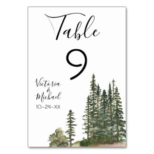 Watercolor Woodland Hochzeitkarten für Tischnummer