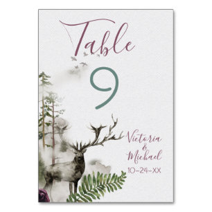 Watercolor Woodland Hochzeitkarten für Tischnummer