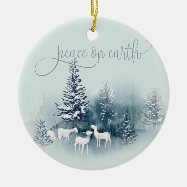 Watercolor Woodland Magische Ziegen Keramik Ornament (Vorne)