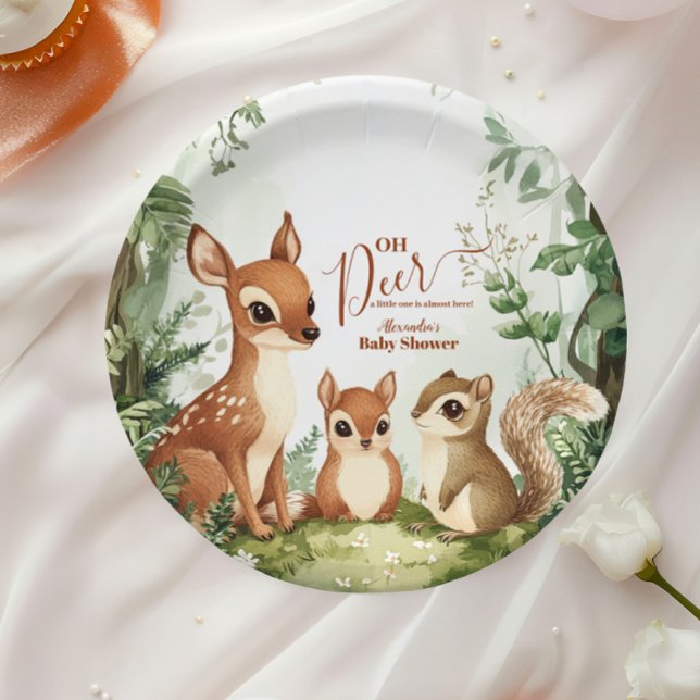 Watercolor Woodland Oh Deer Baby Dusche Pappteller (Von Creator hochgeladen)