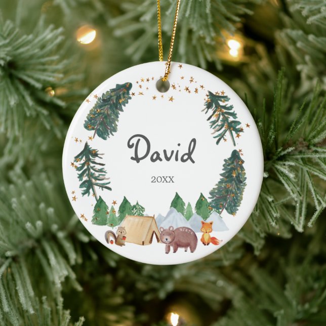 Watercolor Woodland Ornament Boy (Baum)