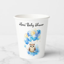 Watercolor Woodland Owl Babydusche