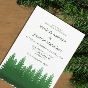 Watercolor Woodland Pines Engagement Party Einladung