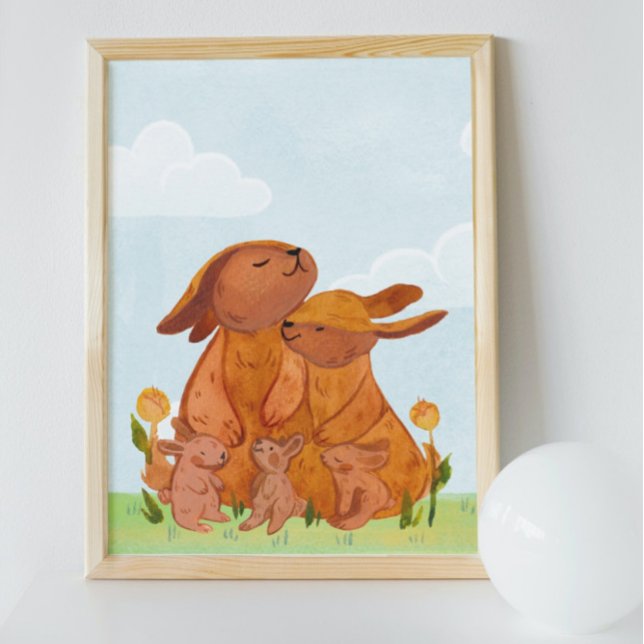 Watercolor Woodland Rabbits Kinderzimmer Room Poster (Von Creator hochgeladen)