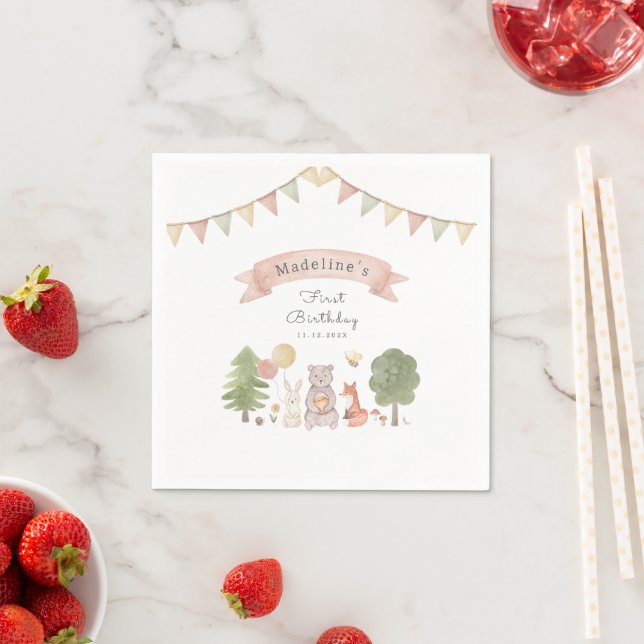 Watercolor Woodland | Waldfreunde Serviette (Beispiel)