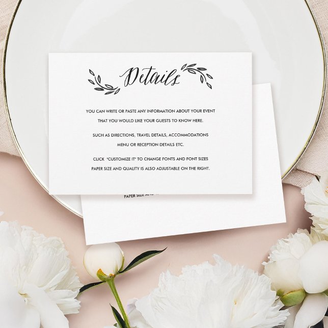 Watercolor Woodland Wedding Insert Details Card (Von Creator hochgeladen)