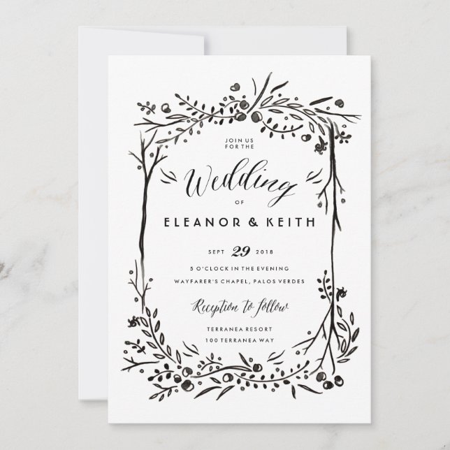 Watercolor Woodland Wedding Update Einladung (Vorderseite)
