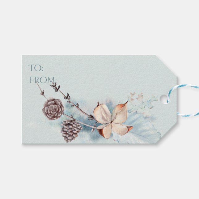 Watercolor Woodland Weiße Ziegen Geschenkanhänger (Vorderseite (Horizontal))