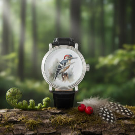 Watercolor Woodland Woodpecker Armbanduhr