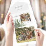 Watercolor Woods Christmas Calligraphy Foto All In One Einladung<br><div class="desc">Rustikale künstlerische Aquarellwald mit abstrakter Swash-Fotovorlage,  Frohe Weihnachten individuelle Kalligrafie Grafik und bearbeitbare Textfelder.</div>